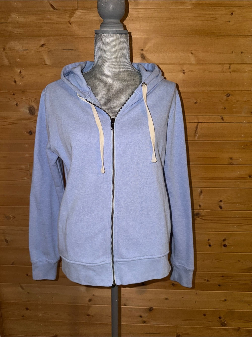 Women’s J. Crew Light Blue Full Zip Hoodie with Drawstring Hood
M